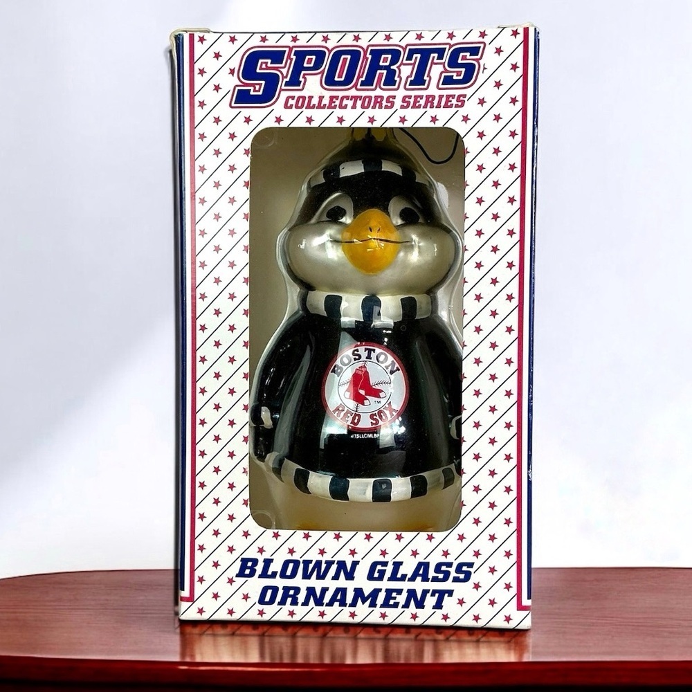Topperscot Blown Glass MLB Boston Red Sox Penguin Sports Collector Ornament 5.5"